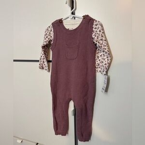 CARTERS baby girl knit overall tshirt set; baby girl gifts; baby girl clothes